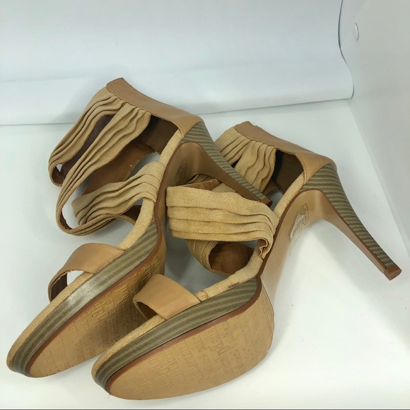 🌵Pilar Abril Tan Wrap Style Zip Back Heels 8 1/2 - Picture 5 of 8